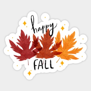 "Happy Fall" with autumn maple leaves Sticker